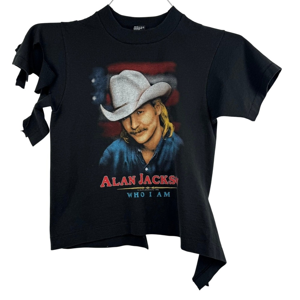VTG Alan Jackson "Who I Am" 90s Cropped Concert Tee Country Music Cut Out XXS/XS